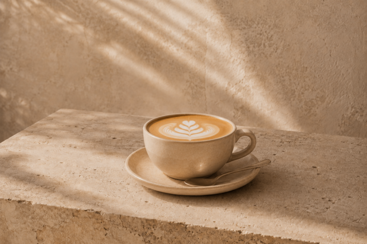 Flat white de avena con latte art